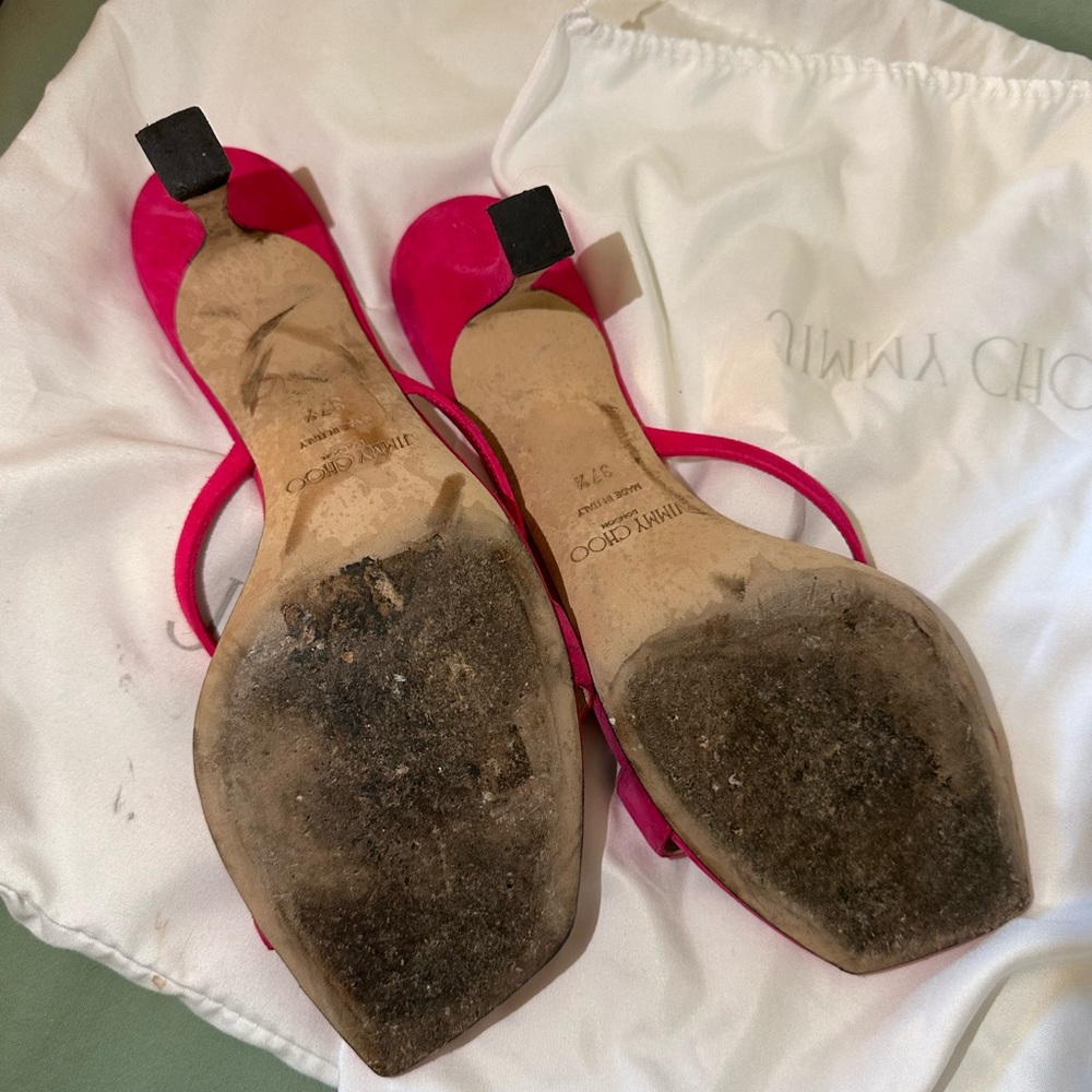 Jimmy Choo Maelie pink suede Barbie kitten heel - Picture 5 of 5